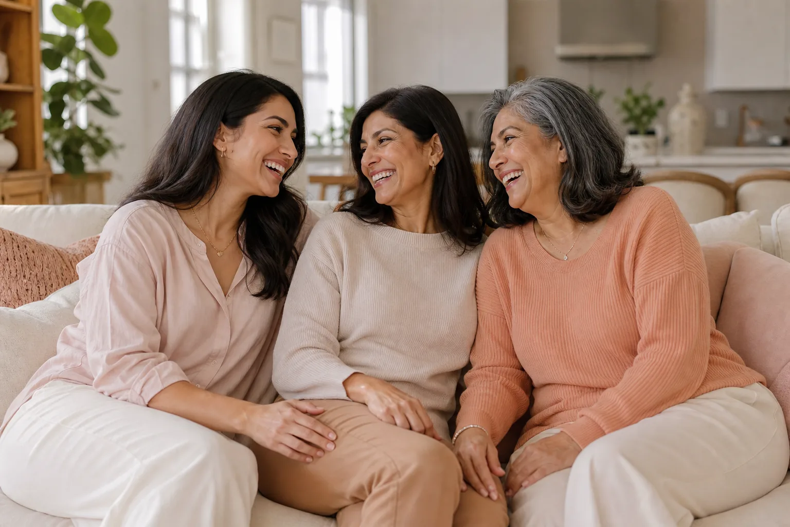 Illustrative image of three women sharing a supportive moment