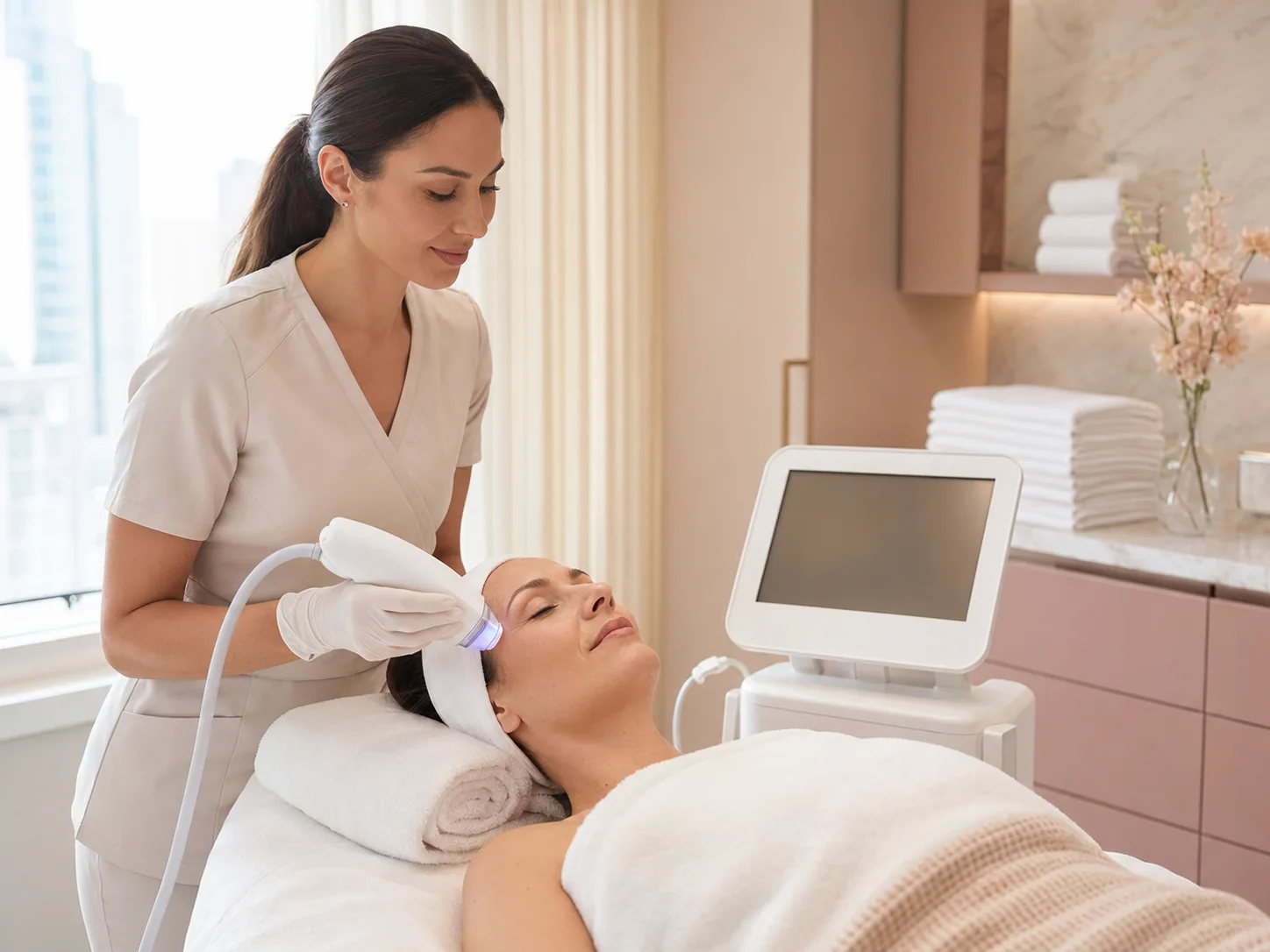 Illustrative image of a gentle professional skin treatment