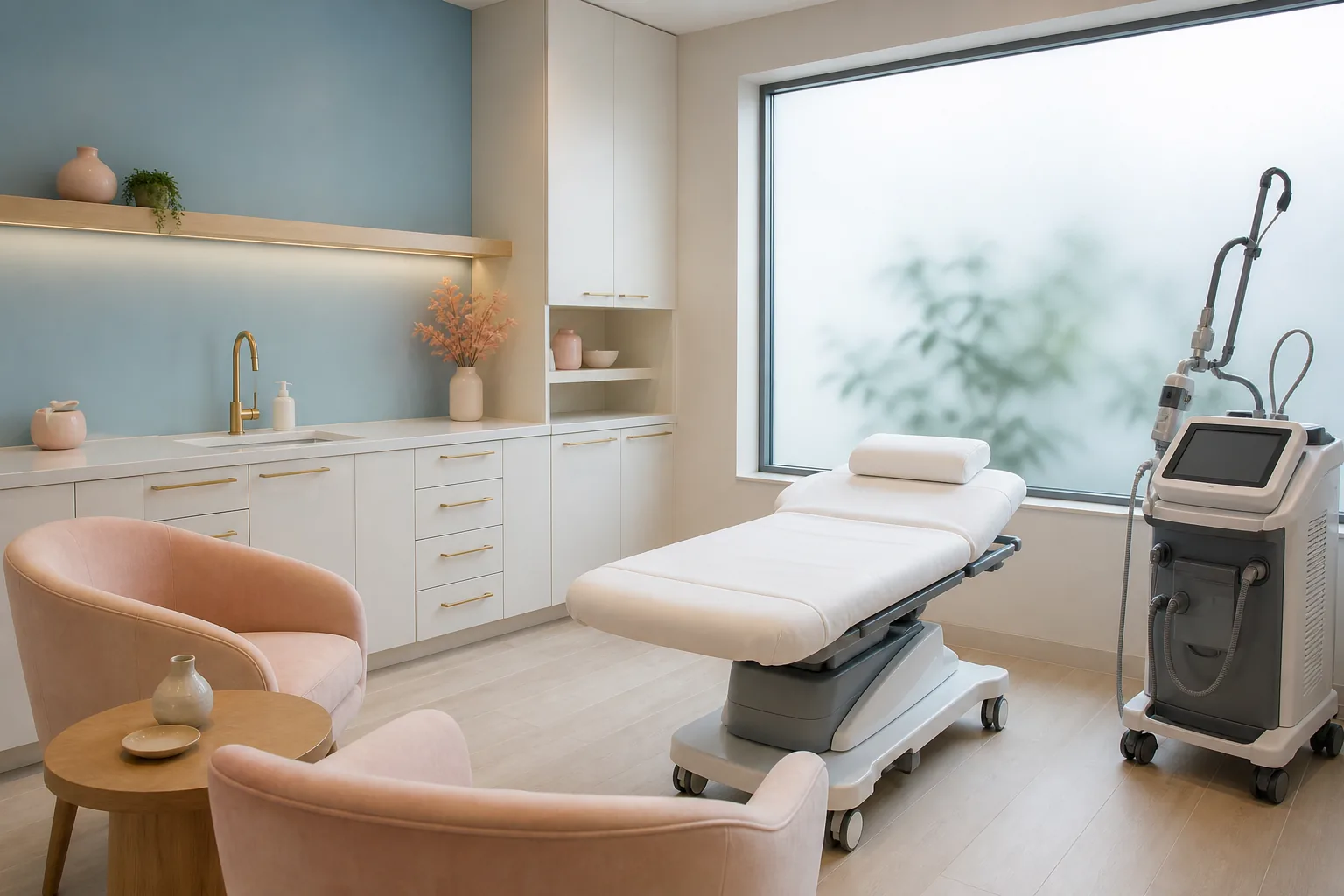 Illustrative image of a bright private laser room